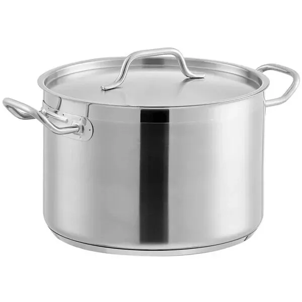 Heavy Duty Stainless Steel Aluminum Clad Stock Pot Cover Commercial 12 Qt.