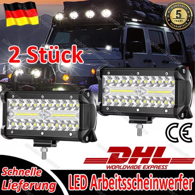 2x 1000W LED Arbeitsscheinwerfer Lichtbalken Lightbar Auto LKW Bagger 12V-24V DE