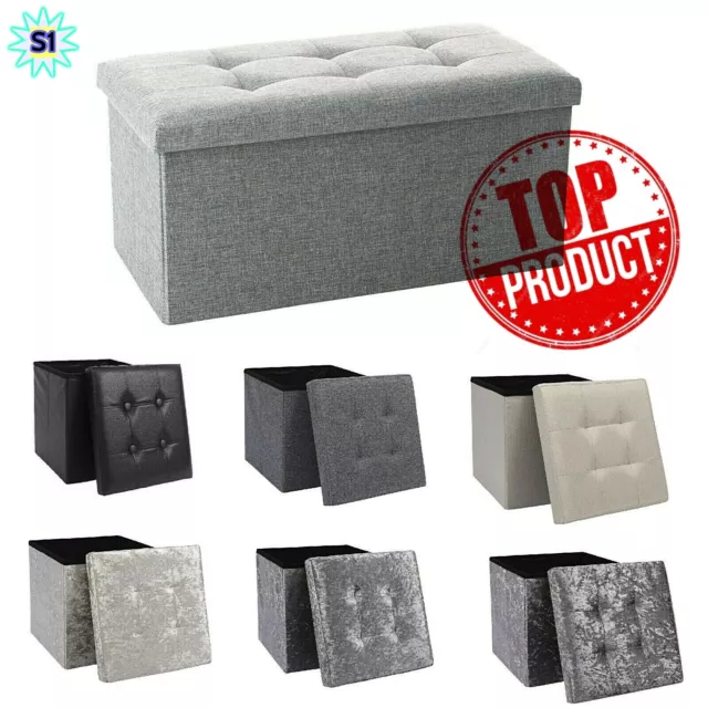 Ottoman Storage Seat Stool Trunk Toy Chest Bedding or Blanket Box Folding Bench