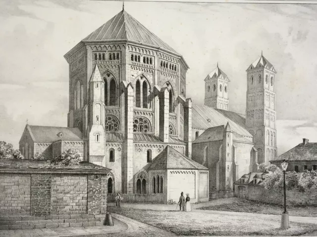 EGLISE SAINT GEREON COLOGNE Allemagne LITHOGRAPHIE Daniel Ramee Architecture XIX