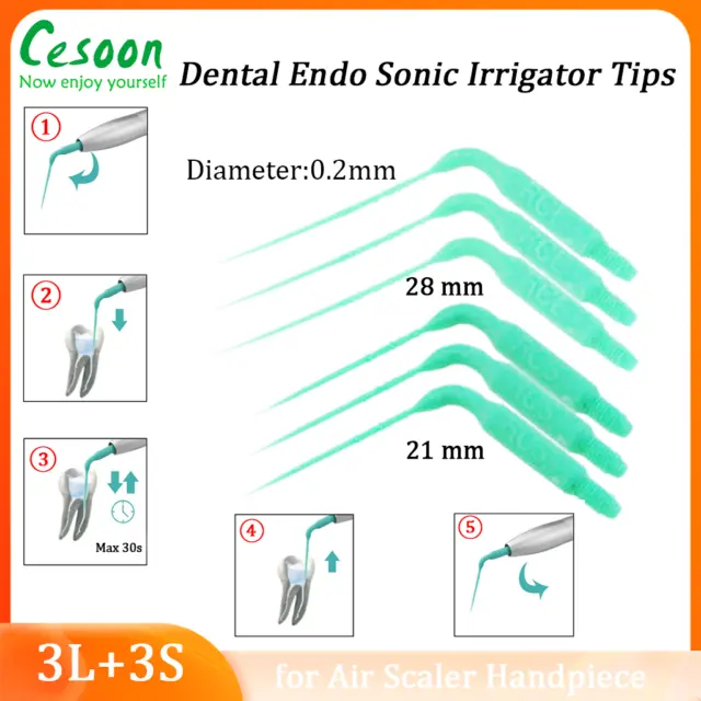 6pcs Dental Sonic Powered Endo Irrigation Tips Fit for Air Scaler Irrigator Tip