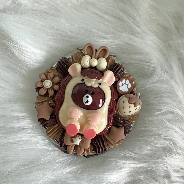 Cute decoden handmade compact hand mirror cartoon charm