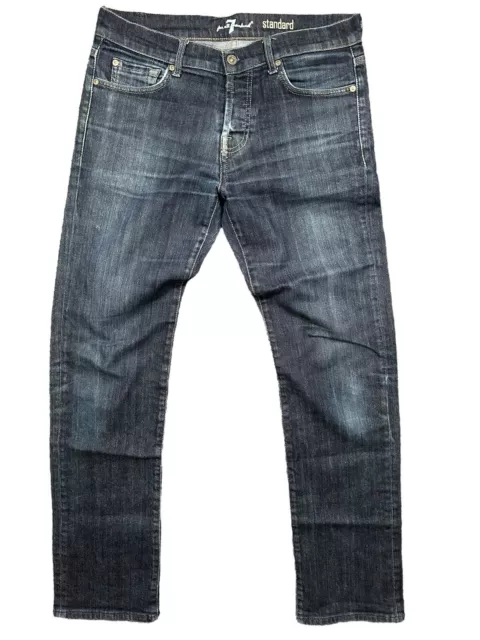 7 FOR ALL Mankind Standard Men Jeans Regular Straight Dark Denim ...