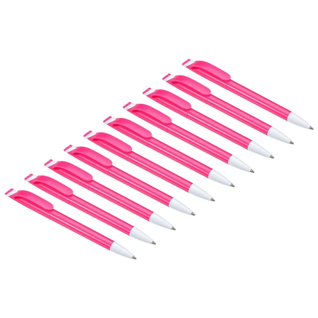 14Pcs Rotary Ballpoint Pens Medium Point 1mm Black Ink Plastic Twist Pens Pink