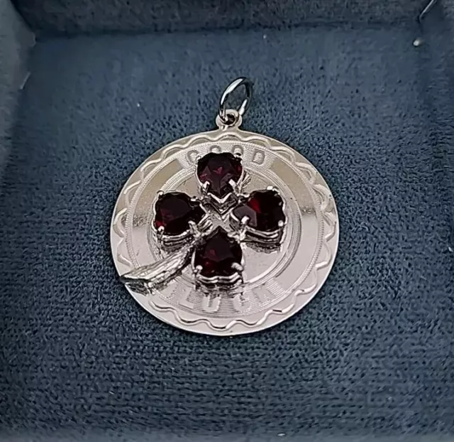 Vintage Sterling Silver Unique Disk Charm Pendant Good Luck Mint Fast Shipping