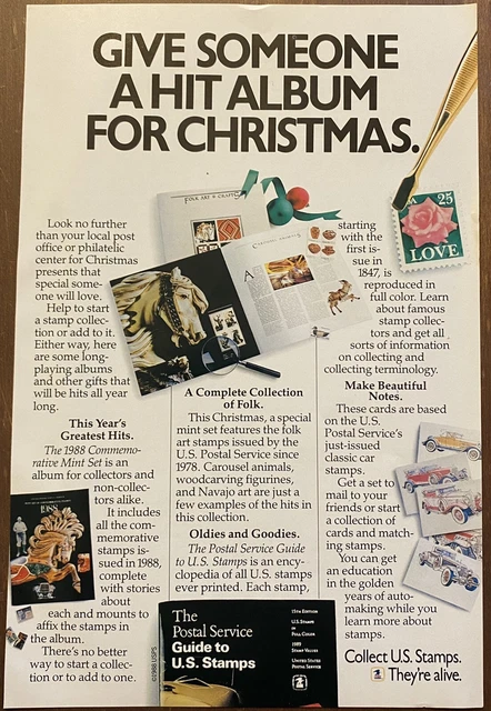 Ad usps 1988 Stamps United States Post Office  Magazine Advertisement Christmas