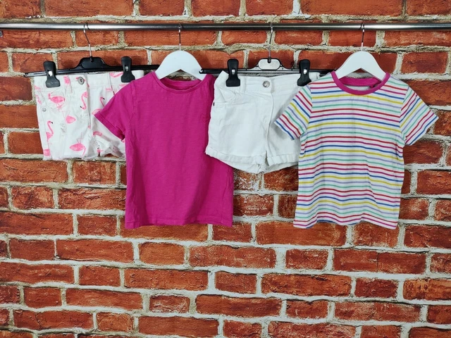 Girls Bundle Age 3-4 Years Next George White Denim Shorts T-Shirts Summer 104Cm