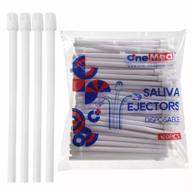 200(2 Bags) WHITE/WHITE Dental Saliva Ejectors Evacuator Disposable Suction Tips