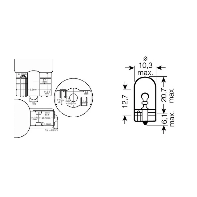 Riatec Scatola 10Pz lampadina 12v 5W W5Ww2.1X9.5D