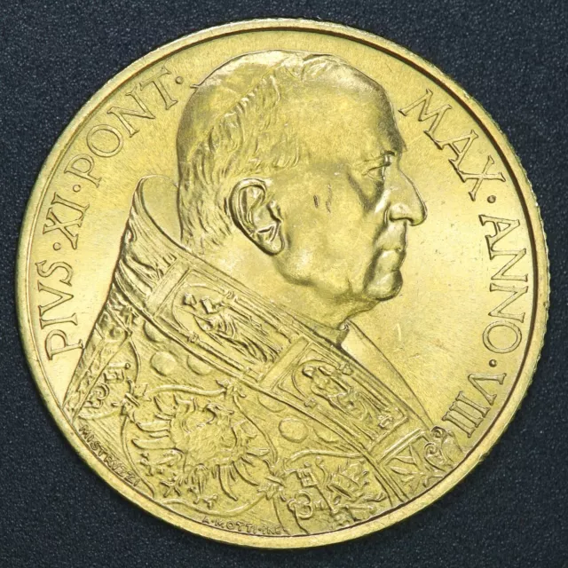 Pio Xi 100 Lire 1929 A.viii Roma Gold Coin Oro Fdc Monete Da Collezione 2