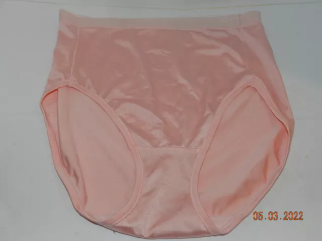 Peach Breezies Briefs Second Skin Panties size L Logo Band sissy womens