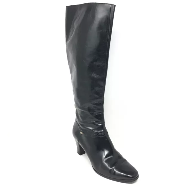 SALVATORE FERRAGAMO LOGO Knee High Boots Shoes Womens Size 6 Black ...