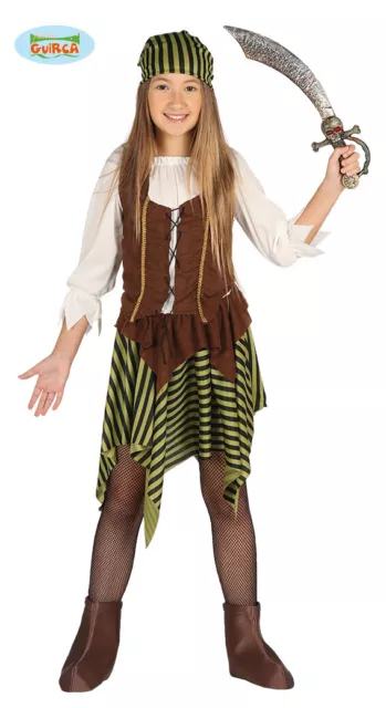 Costume Carnevale Piratessa Bucaniera Vestito Bambina Guirca Pirata Multicolor