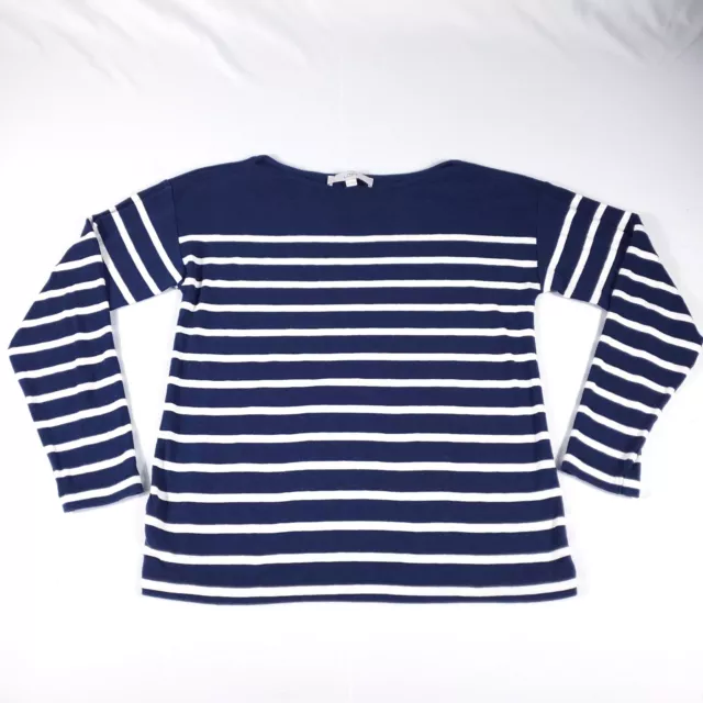 Ann Taylor Loft Women’s Medium Long Sleeve Top Navy White Stripe Pullover Yacht