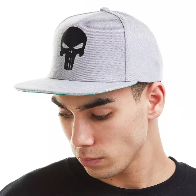 Marvel Mens Punisher Skull Embroidery Snapback Cap Grey S - XXL