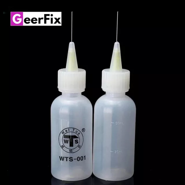 2 Two 50ml bottles needle tip dispenser for Flux Alcohol Mobile phone Lcd Repair