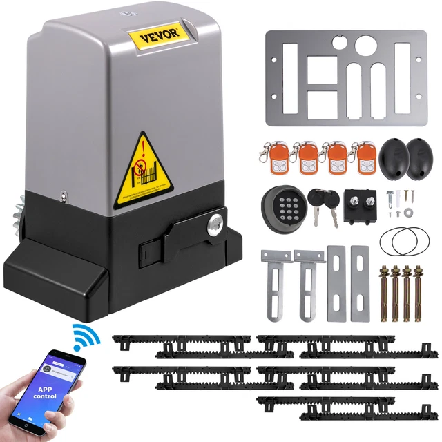 VEVOR 5M ELECTRIC Sliding Gate Opener 1800KG Automatic 4 Remotes & APP