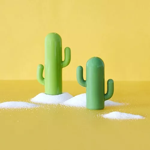 Set sale e pepe a forma di Cactus in porcellana verde da tavola moderno design