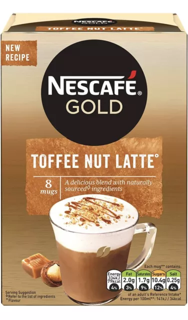 Nescafe Gold Toffee Nut Instant Coffee Sachets Pack of 6, Total 48 Sachets