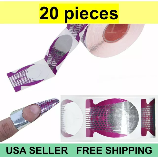 20 Nail Art Purple Guide Forms Acrylic/UV Gel Tips Extensions Manicure Stickers