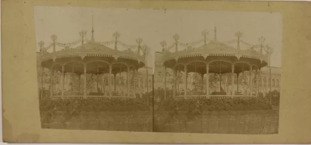 Paris Kiosque à musique France Photo Stereo L6n5 Vintage Albumine c1865