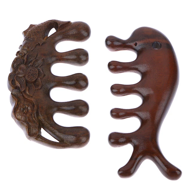Sandalwood Massage Comb Head Meridian Scalp Comb Wide-Tooth Sandalwood Comb S1
