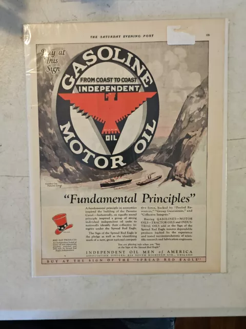 Vintage 1926 RED HAT MOTOR OIL & GASOLINE PRINT AD. INDEPENDENT OIL 2