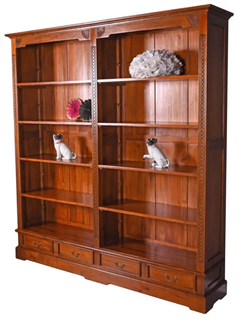 Estantería 210cm Estante de Pie para Libros Madera Caoba Gavetas