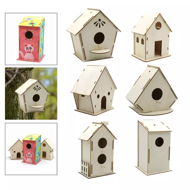 Maison à oiseaux en bois inachevé, boîte de nidification pour oiseaux, Cage