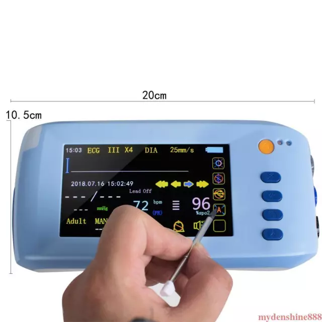 Portable Patient Monitor: Signs ECG NIBP Spo2 TEMP PR LCD Touch Screen
