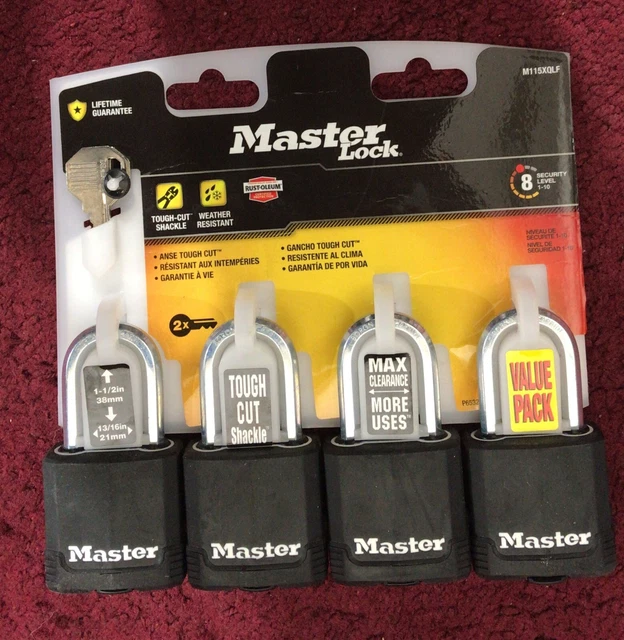 Master Lock Padlock, Magnum Covered Laminated 1-1/2 Inch Shackle,  M115XQLF (A4)