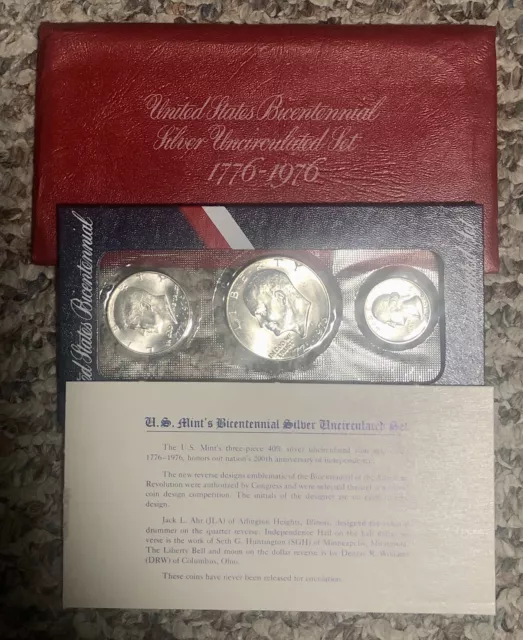 1976-S 40% Silver US Mint 3 Coin Uncirculated Set Complete w/ COA OGP