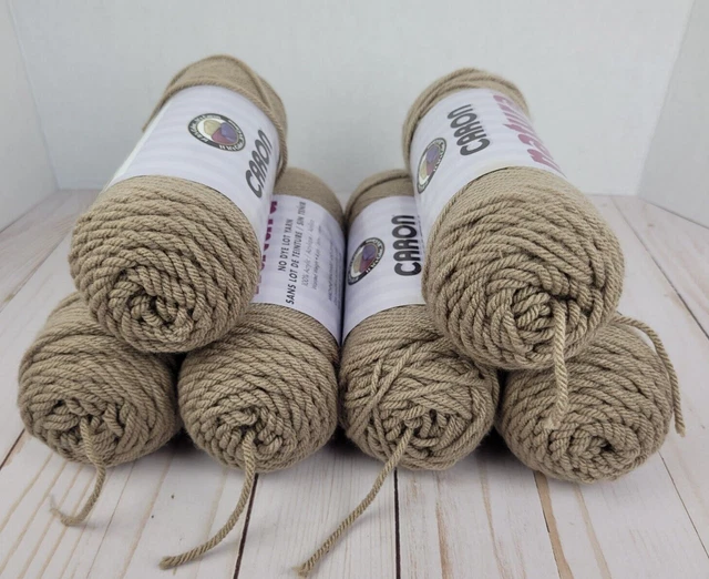 CARON NATURA NO Dye Lot Yarn 4 Ply Taupe 100 Acrylic Lot of 6 Skeins