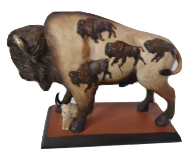 Buffalo Visions ‘Buffalo Jump’ Statue  Standing over Bison Skull Beautiful Resin