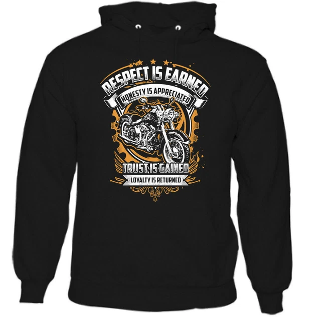 Felpa con cappuccio biker Respect is Earned da uomo moto elicottero