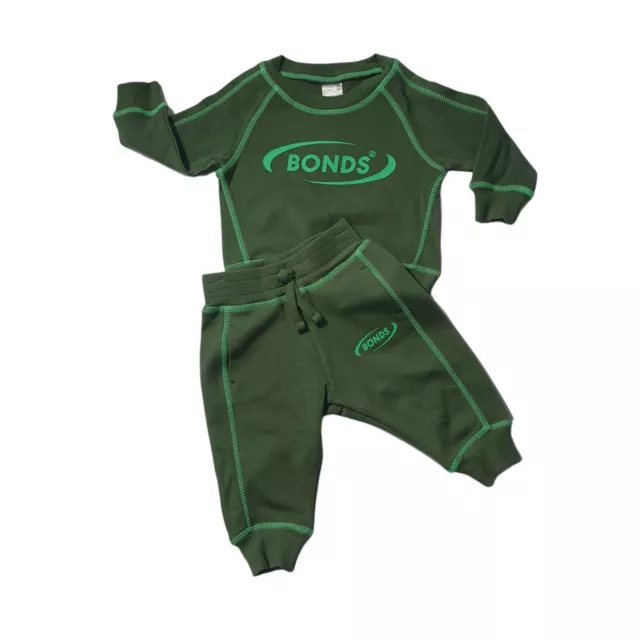 Bonds Baby Size 0 (6-12 months) Kids Toddler Tracksuit Pants Sweater Set  Green