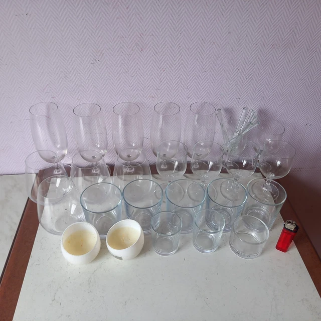 Hummelladen Lot 8 Verres Acrylique Camping 320/460 Ml – Transparent Incassable, Empilable, Sans BPA Pour Pique-Nique, Enfants Et Jardin