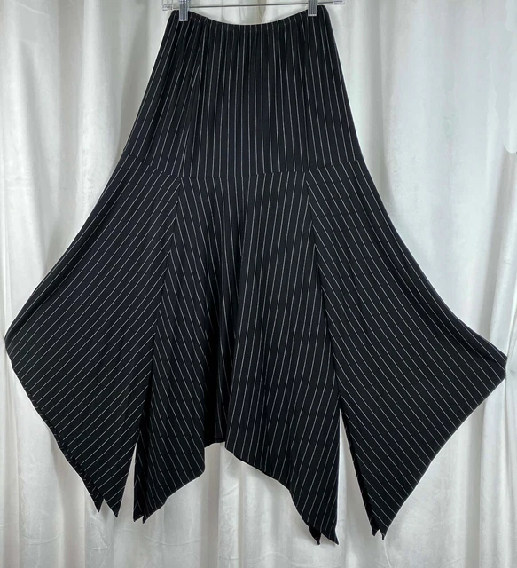 S Luna Luz Point Hem Skirt Matte Jersey Rayon Pinstripe Black White