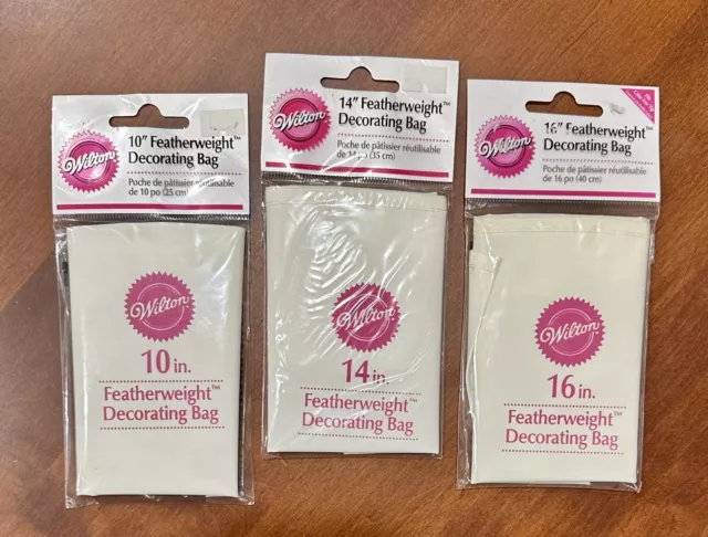 WILTON Premium 3 FEATHERWEIGHT 10"  14” 16 “ DECORATING BAGS - FREE SHIPPING