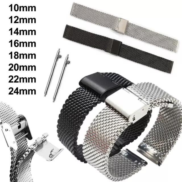 Milanese Mesh Watch Strap Bracelet Stainless Steel Quick Release 10mm - 24mm UK