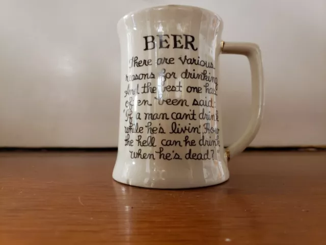 Vtg. Ceramic Souvenir "Various Reasons" Beer Mug San Antonio, TX. O. Henry House
