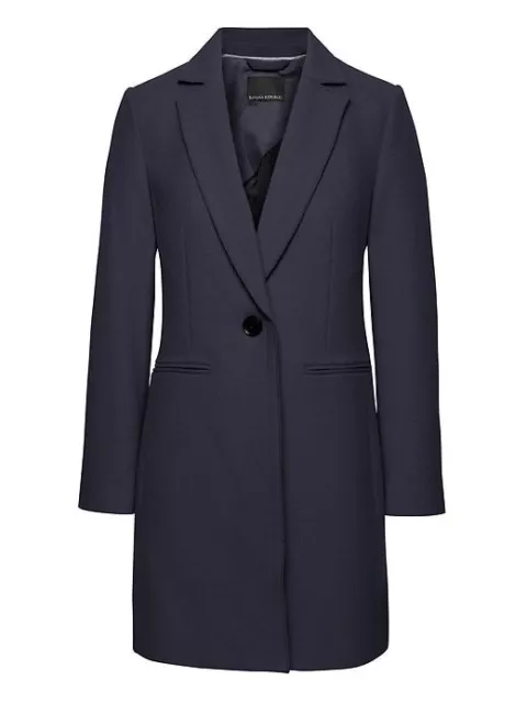 NWT Banana Republic Italian Melton Car Coat Navy Blue Sz 0