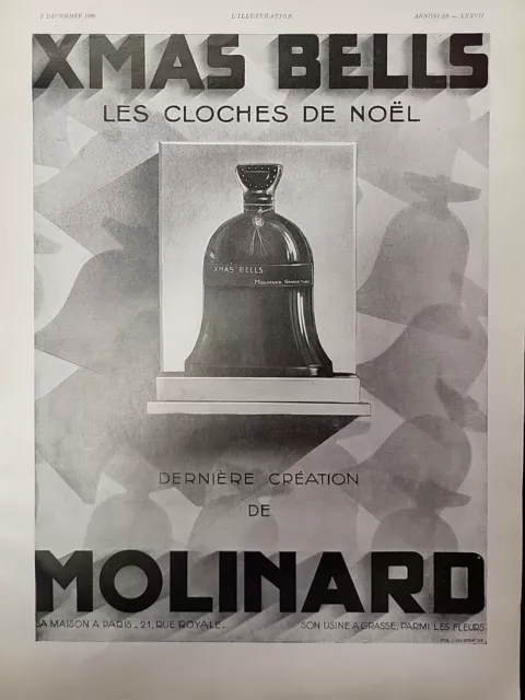 Molinard Xmas Bells Perfume 1930 L'illustration Mag Print Ad FRENCH Christmas