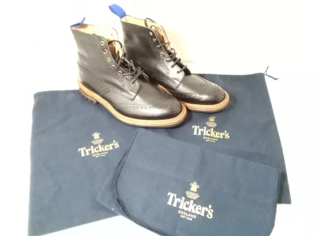 TRICKER'S ANKLE BOOTS Black Brogue Leather UK 10 Dustbag - NEW In Box £ ...
