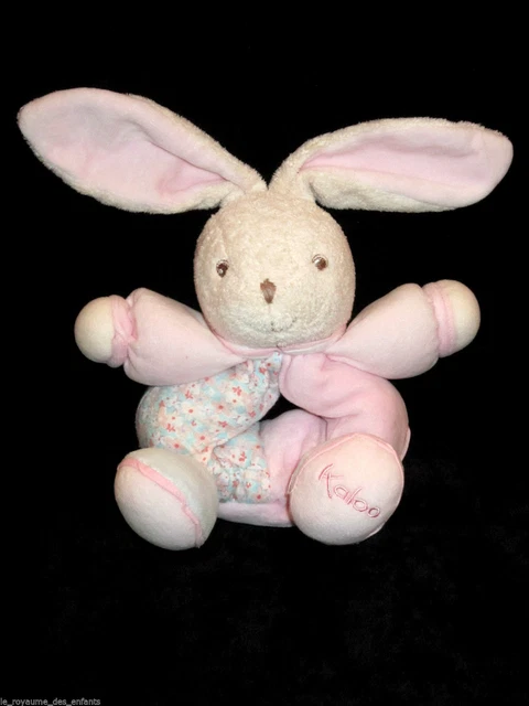 Doudou Lapin rose et bleu Liliblue Kaloo 26 cm fleurs