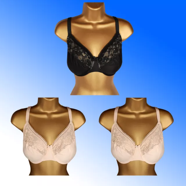 MARKS SPENCER 3 PACK Lace Trim Underwired Full Cup Bra 32-42 F-H M&S M and S  £29.97 - PicClick UK