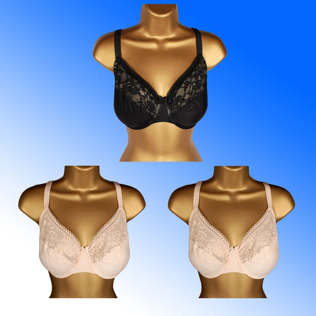 MARKS SPENCER 3 PACK Lace Trim Underwired Full Cup Bra 32-42 F-H M&S M and S  £29.97 - PicClick UK