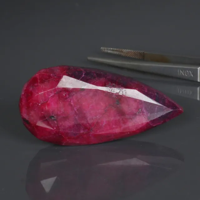 206.5 Ct Natural Ruby Pear Cut Earth Mined Certified Red Loose Gemstone