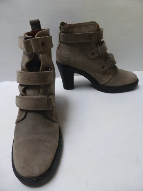 Bottines talons 38 daim beige taupe ACCESSOIRE leather suede boots