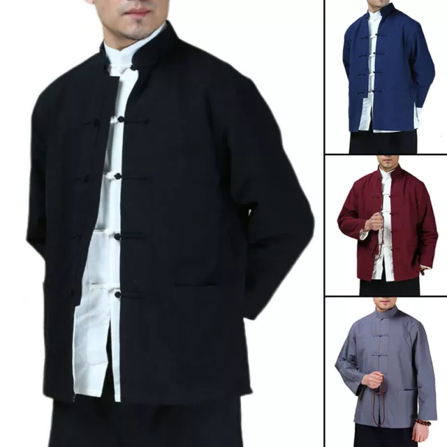 Mens Traditional Chinese Tang Suit Coat Jacket Wing Chun Kung Fu Taichi Uniform